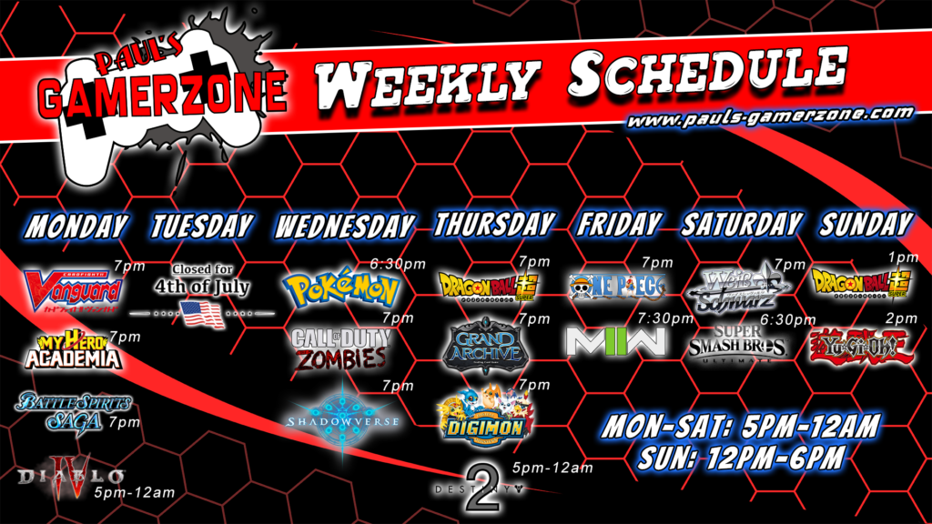 Weekly Schedule!